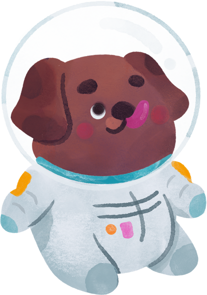 Watercolor Outer Space Birthday Dog Astronaut