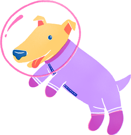 Risograph Outer Space Birthday Dog in Space Suit